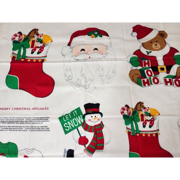 Vintage Christmas Fabric Panel Sew Appliques Toys Decorations Cotton Craft - Picture 5 of 6
